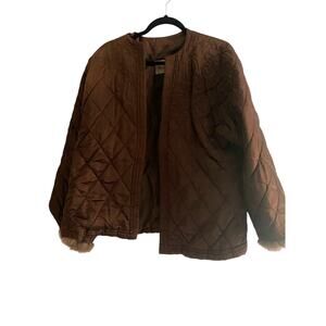 Vintage Maximilian Brown Silk Quilted Jacket With Fur Trim